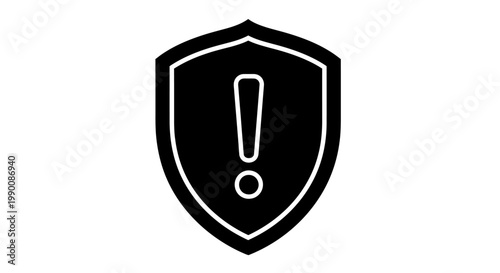 Shield with exclamation mark symbolizing digital security alert and important notification for online safety and data protection in modern interfaces