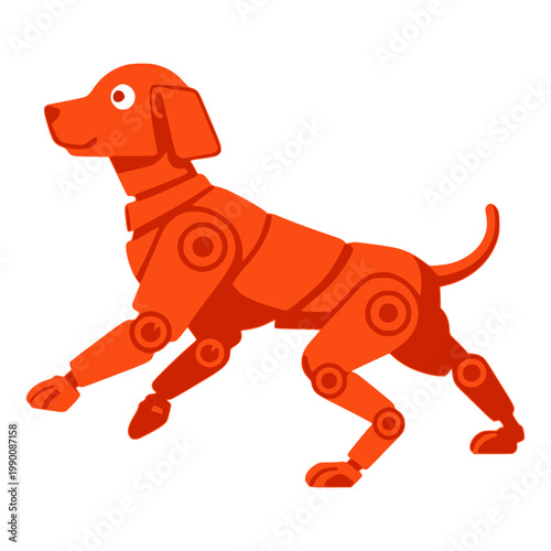 orange metal robot dog technology flat color vector illustration template design