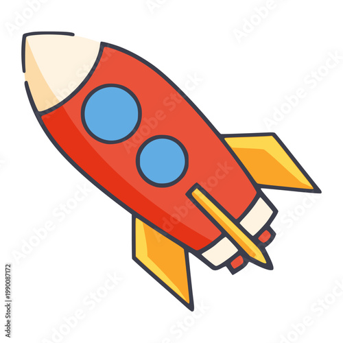 rocket missile army weapon flat color vector illustration template design