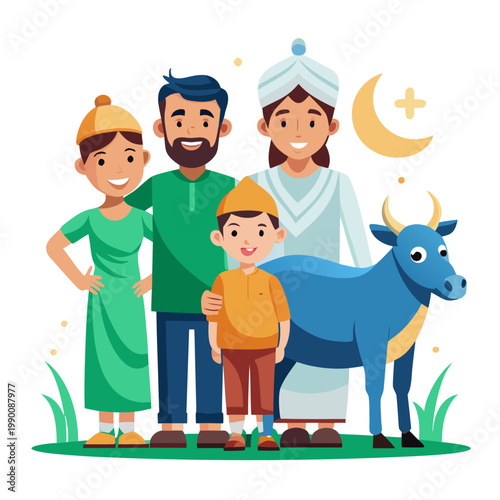 happy family of four with eid