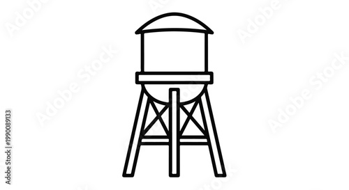 Industrial water tower with steel frame