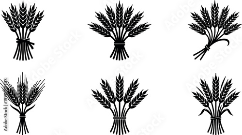 Six wheat sheaves with tied ribbons