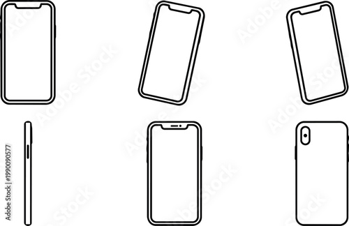Smartphone front back and side views vector