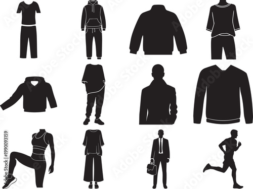 Collection of vector silhouette attire cloting fashon man