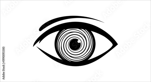 Black and White Stylized Eye with Spiral Pupil Design