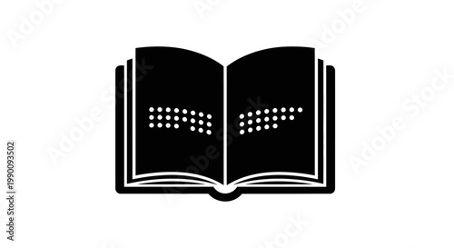 Open Book Icon with Braille Text on Pages