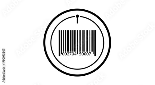Black and White Barcode Circle with Numeric Code