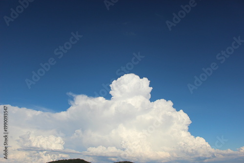 青空と入道雲の夏の背景素材 コピースペースあり
