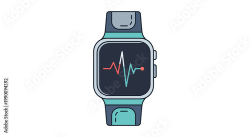 A smartwatch displays a vibrant heart rate graph on its screen.