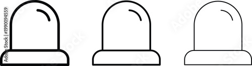 Minimalist siren icon set in vector format, emergency flasher light symbols with varying line weights, police and ambulance warning lamp graphics