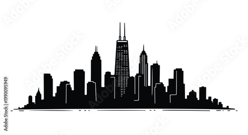City skyline silhouette with skyscrapers