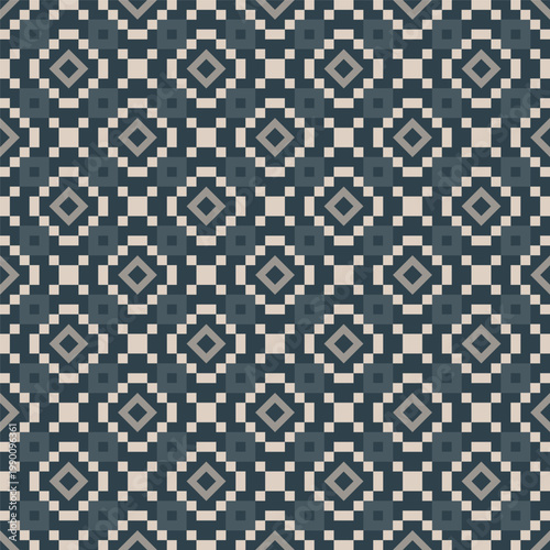 Geometric Pixelated Diamond Shape Repeating Pattern Textile Fabric Background