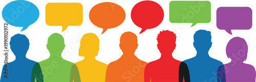 Language exchange conversation with speech bubbles