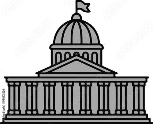 Museum building with dome and column entrance