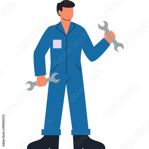 Professional Mechanic Holding Wrench