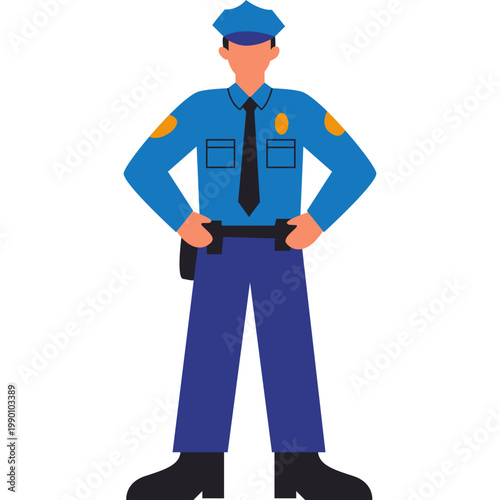 Police Officer Flat Vector Illustration