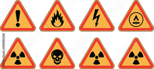 Fire and flame warning symbols for safety signage