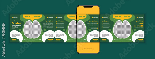 Landscape and Lawn Care Social Media Post Carousel Template