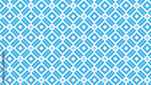 Blue and White Seamless Geometric Diamond Lattice Pattern Background