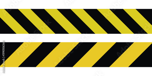 Caution warning tape strips yellow and black hazard barrier construction safety danger zone restricted area police line. Seamless warning stripes for construction and crime scenes. Eps10