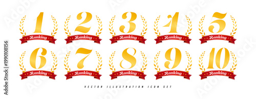 1位～10位 ランキング ロゴ アイコンセット ベクターイラスト