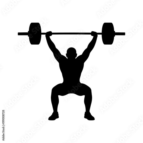 silhouette of an athlete lifting overhead weights