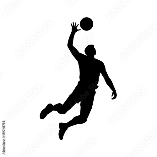 silhouette of a volleyball player doing a jump spike