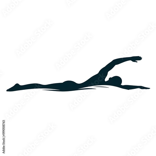 silhouette of a professional swimmer doing his routine
