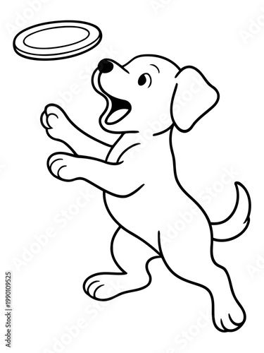 Playful Puppy Chasing Frisbee: A joyous puppy leaps with excitement, eyes locked on a flying disc. A moment of pure fun and energetic action
