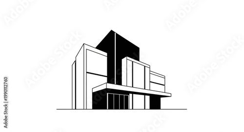 Modern Architectural Building Design Sketch.