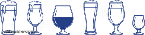 Collection of diverse beer glasses and steins for beverage enjoyment and pub themes.