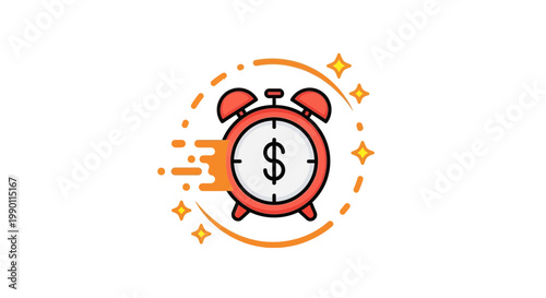 Alarm clock with dollar symbol symbolizing time is money concept