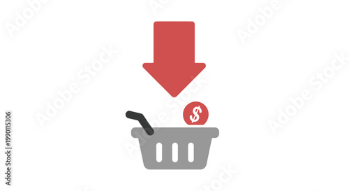 Conceptual graphic of people euro currency symbol and a downward arrow