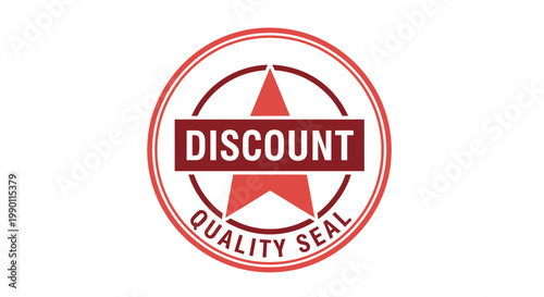 Discount quality seal red star badge commercial concept isolated design