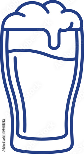 Glass of beer with foam isolated on white background vector icon.