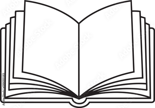 Open Book Icon, Book Illustration, Educational Symbol, Line Art Book
