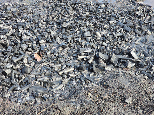 close up coal on the ground