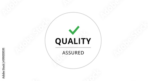 Quality assured check mark icon on white background assurance concept