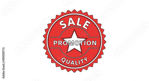 Red sale promotion quality badge design isolated on white background