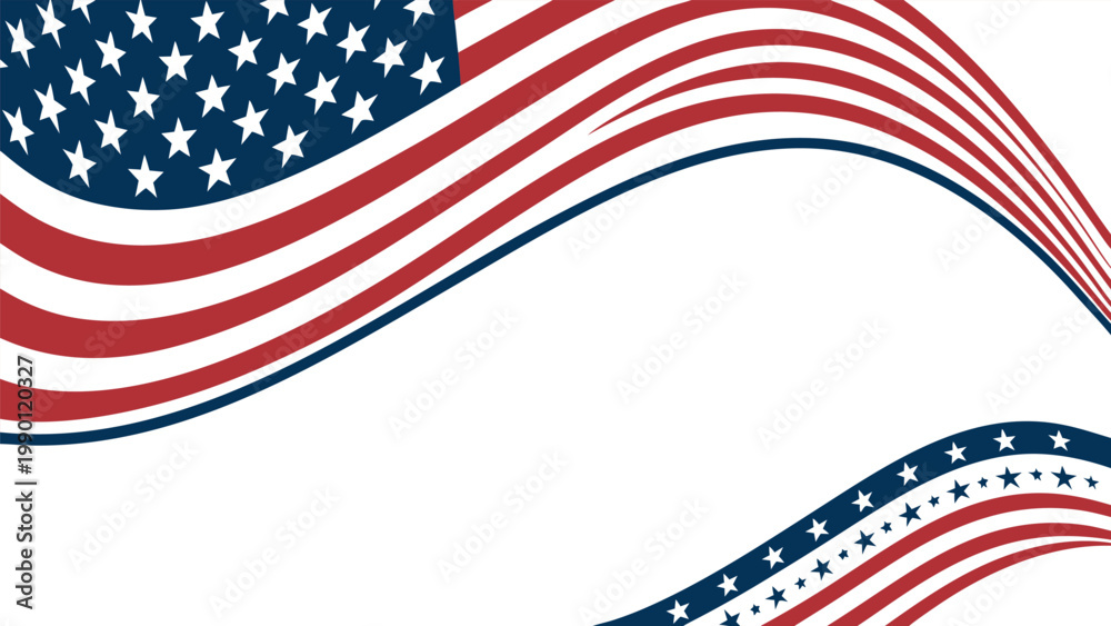 Fototapeta premium American flag graphic template suitable for national holiday designs, including greeting cards, posters, banners, and promotional materials.