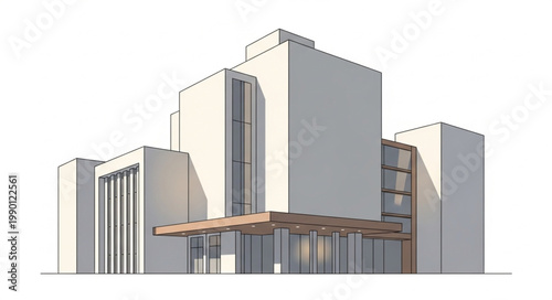 Modern Office Building Architecture with Clean Lines and Glass Facade.