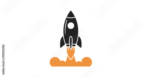Rocket ship launching into the air.