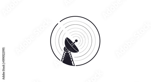 Satellite dish antenna technology symbol.