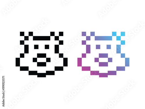 head pig pixel art design, head animal vector illustration, isolated on transparent background