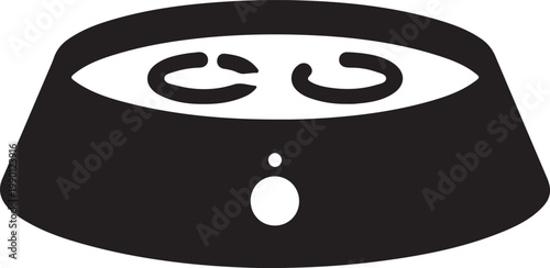 Dog Food Bowl Filled with Kibble Close-Up Detail Minimalist Graphic Style