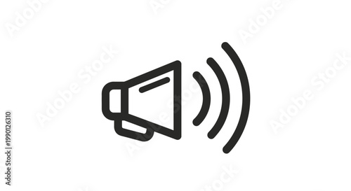 A black line icon of a megaphone.