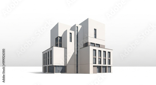 Modern architectural building design with clean lines and geometric shapes.
