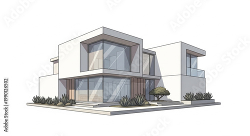 Modern Architectural Design of a White Luxury House.