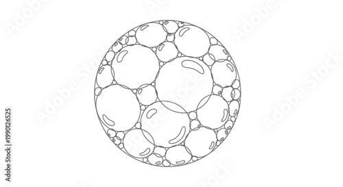 A black and white illustration of bubbles.