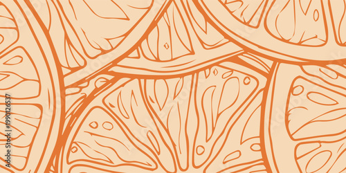 Abstract Orange Slices Pattern with Detailed Outlines.